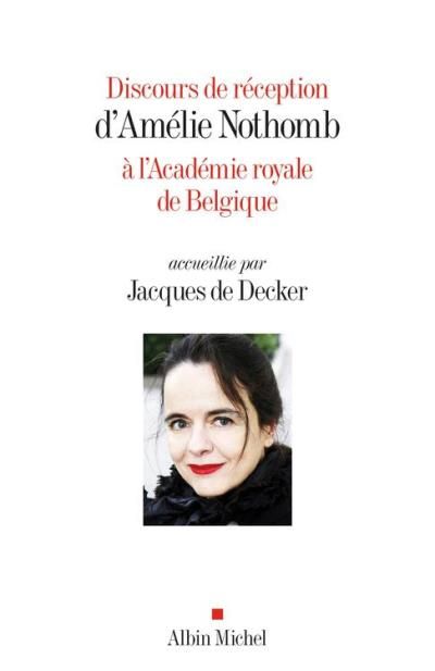 Discours de réception d'Amélie Nothomb à l'Académie royale de Belgique image